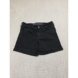 American Eagle Shorts Womens 6 Black Jean Midi Shorts Super Stretch